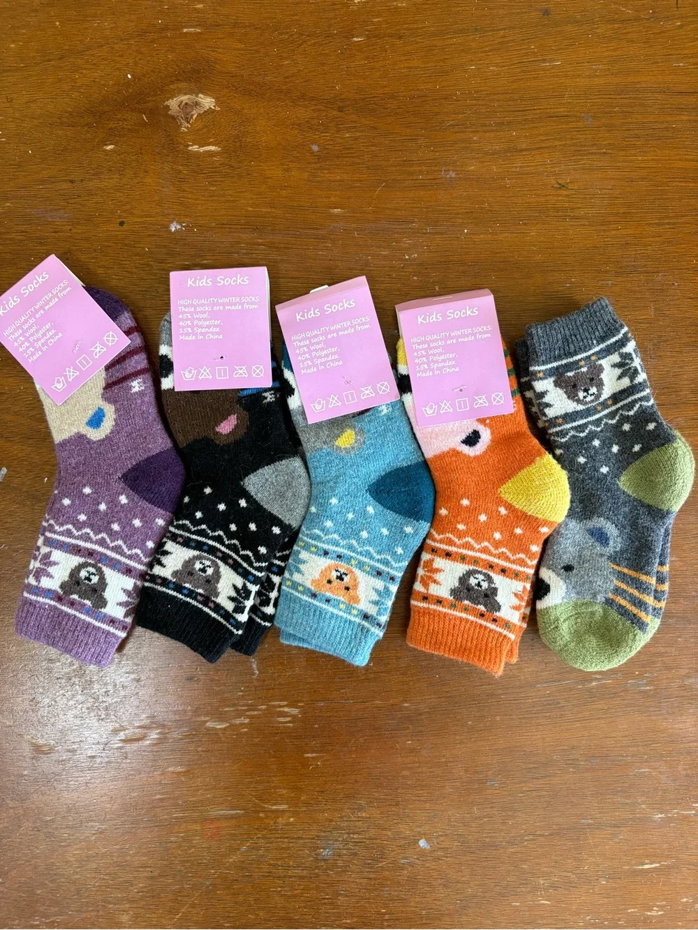 Kids Animal Pattern Cozy Crew Socks - Multi Color Pack